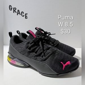 Puma Black Sneakers with Pink